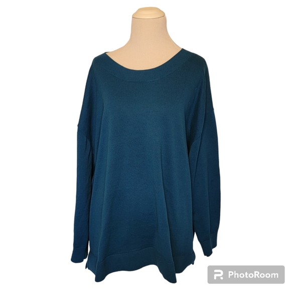 Lands' End Women's Plus Size Scoop Neck Sweater in Midnight Blue - 3X - Picture 1 of 10